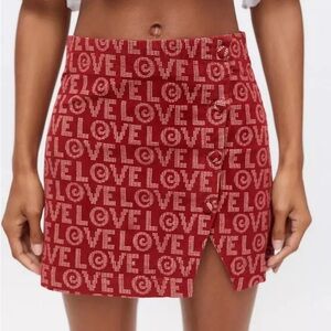 Red Corduroy “LOVE” skirt, size xs